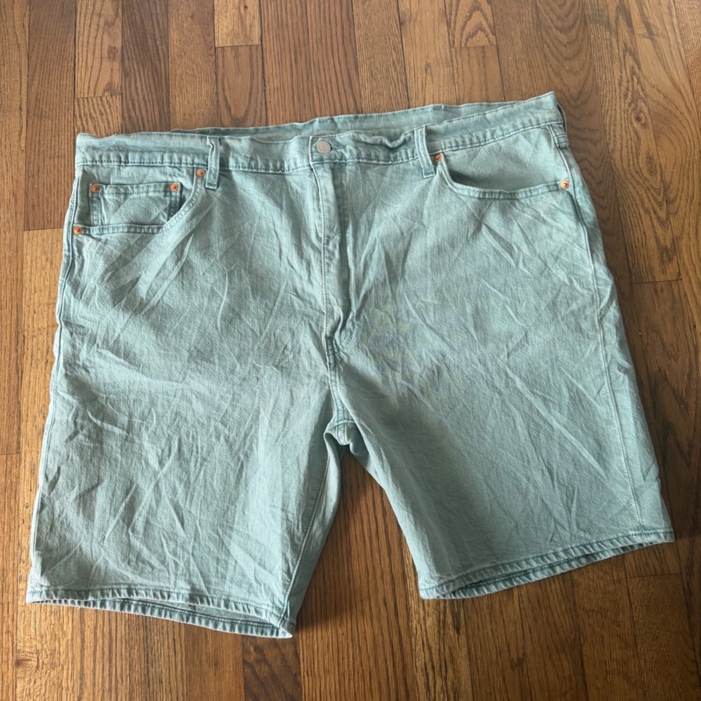 Levis Premium Lot 412 Shorts Mens Size W44 Slim Sage Green Denim